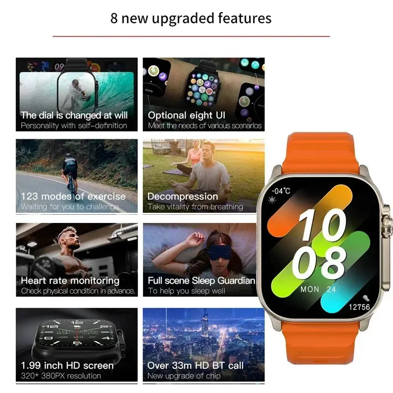 2024 T900 Ultra 2 Smart Watch Men 49mm Series 8 2.3 "AMOLED Screen NFC Compass Waterproof For Apple Watch IWO Ultra 8 Smartwatch Théo Trove