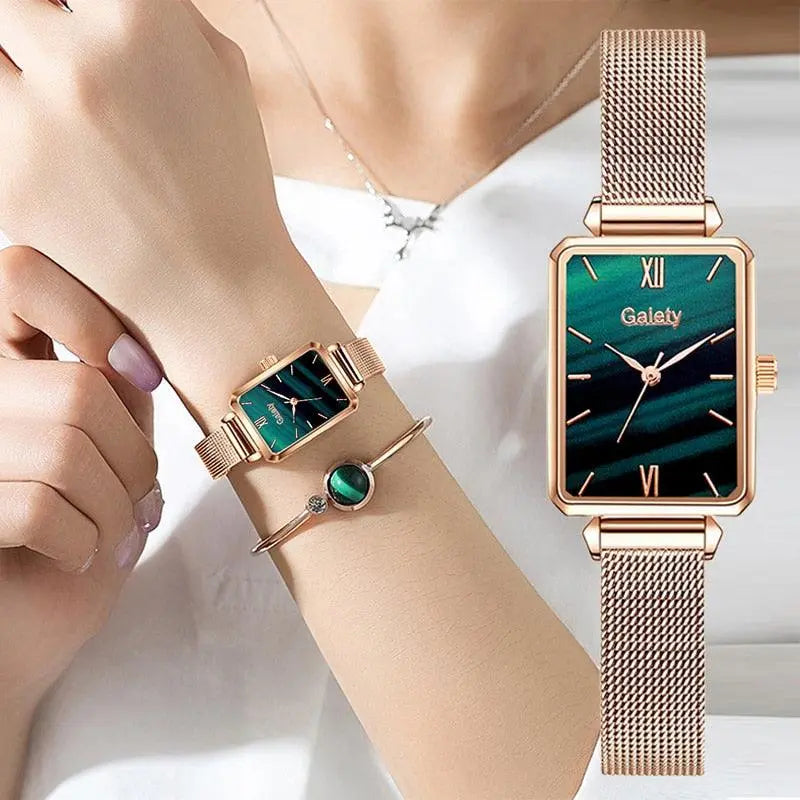 Montre et bracelet vert Emeraude femme élégante Les Visionnaires