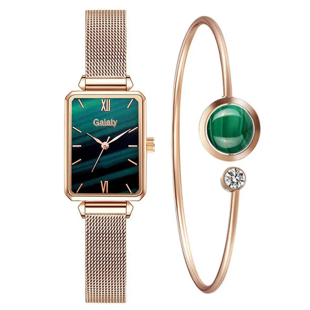 Montre et bracelet vert Emeraude femme élégante Les Visionnaires