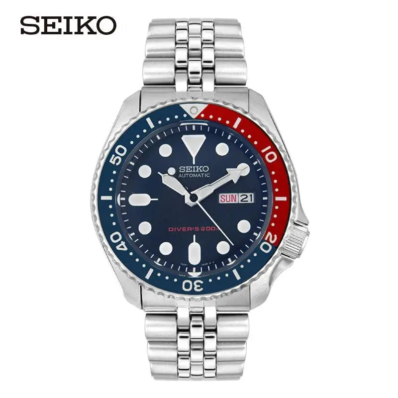 Seiko Men's Luxury Automatic Mechanical Diving Watches Stainless Steel Waterproof Calendar Coke Ring Luminous Watch SKX009K2 Théo Trove