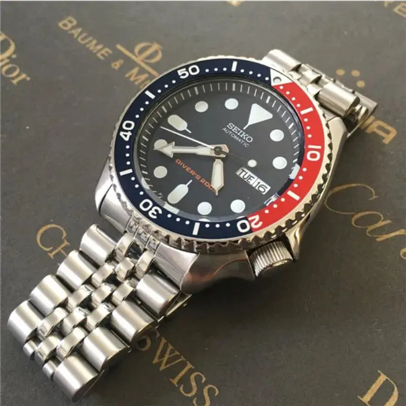 Seiko Men's Luxury Automatic Mechanical Diving Watches Stainless Steel Waterproof Calendar Coke Ring Luminous Watch SKX009K2 Théo Trove