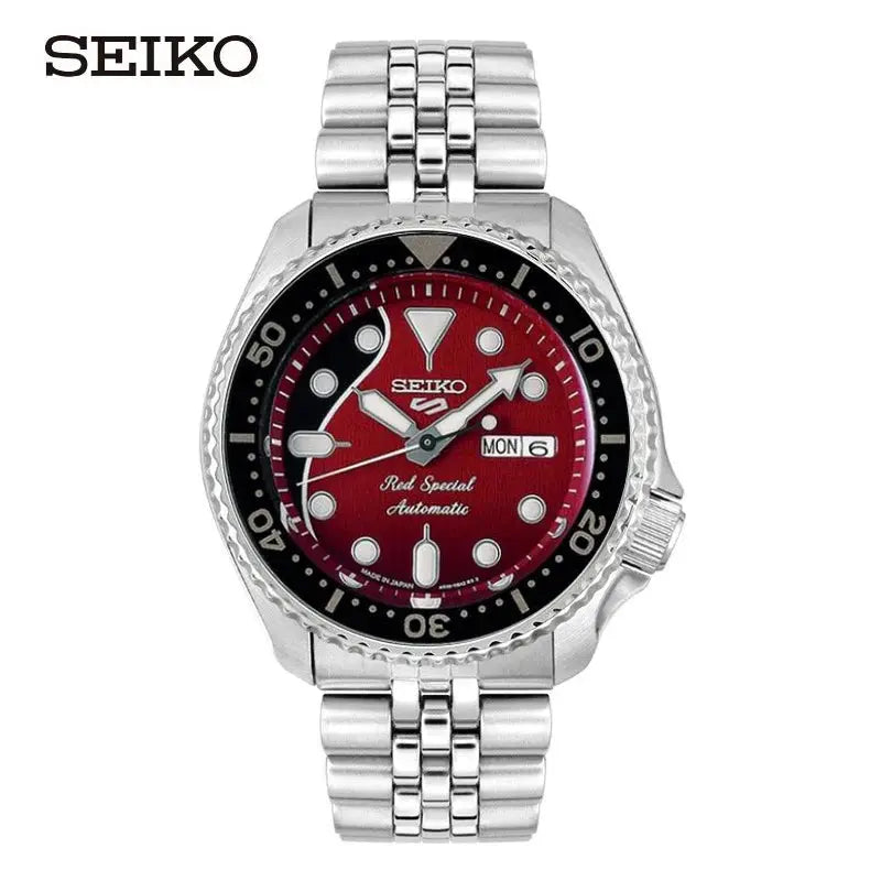 Seiko Men's Luxury Automatic Mechanical Diving Watches Stainless Steel Waterproof Calendar Coke Ring Luminous Watch SKX009K2 Théo Trove