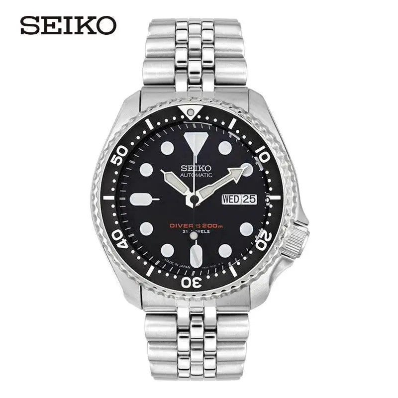 Seiko Men's Luxury Automatic Mechanical Diving Watches Stainless Steel Waterproof Calendar Coke Ring Luminous Watch SKX009K2 Théo Trove