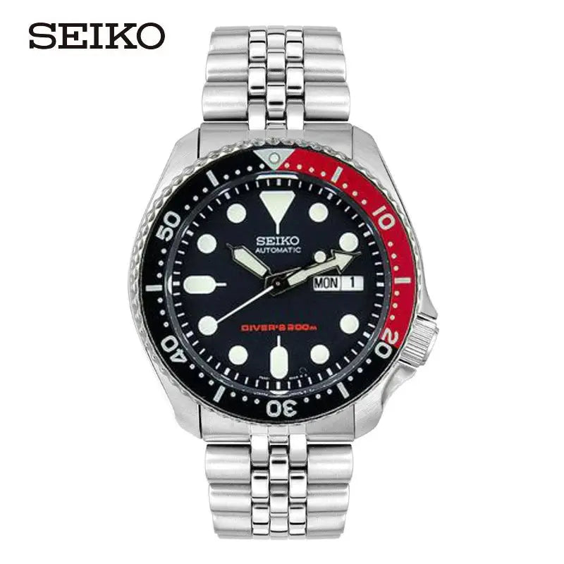 Seiko Men's Luxury Automatic Mechanical Diving Watches Stainless Steel Waterproof Calendar Coke Ring Luminous Watch SKX009K2 Théo Trove