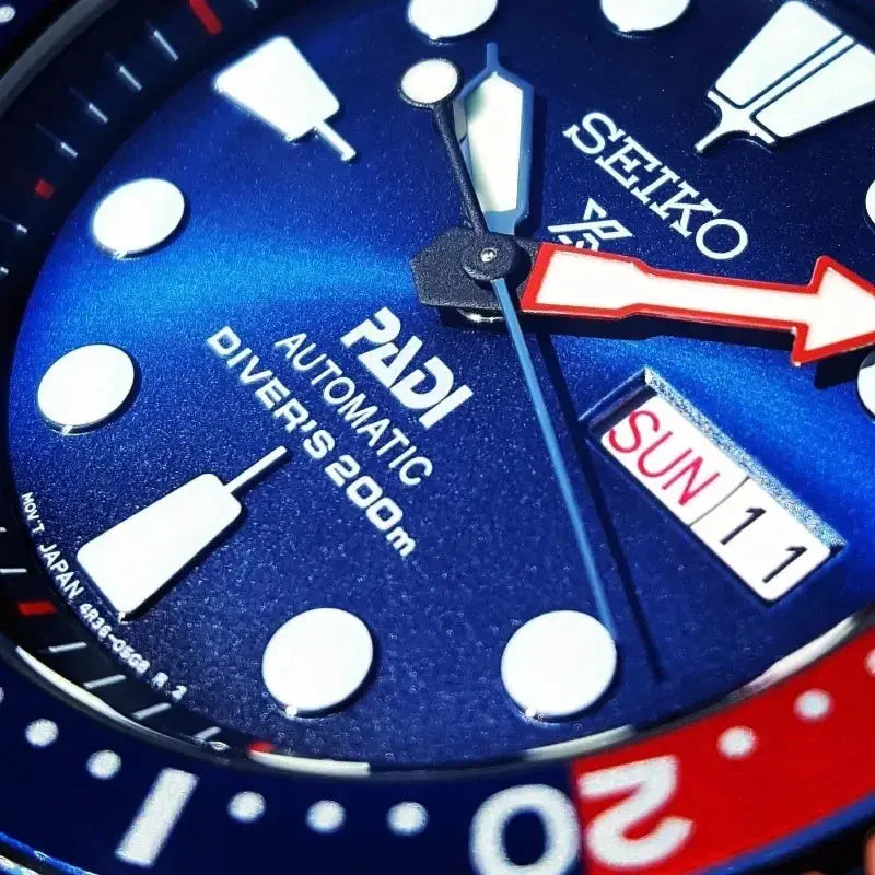 Seiko Men's PADI SRPE99 Water Ghost Automatic Mechanical Watch Diving Watch Silver Strap blue Red Bezel Wrist Watch Théo Trove