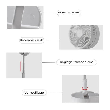 Ventilateur portable rétractable sans fil Les Visionnaires